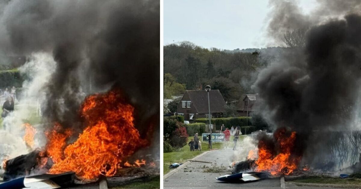 Isle of Wight plane crash horror as aircraft bursts into flames on UK holiday park