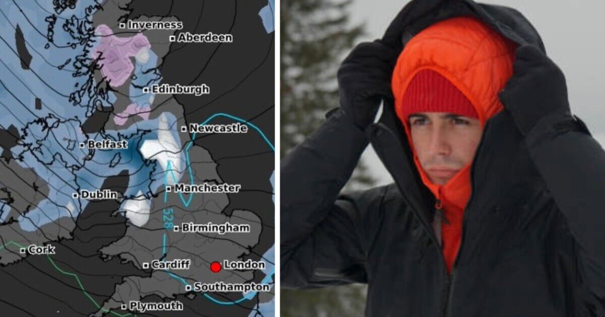 UK weather maps turn purple as snow falls as far south as Wales and Manchester
