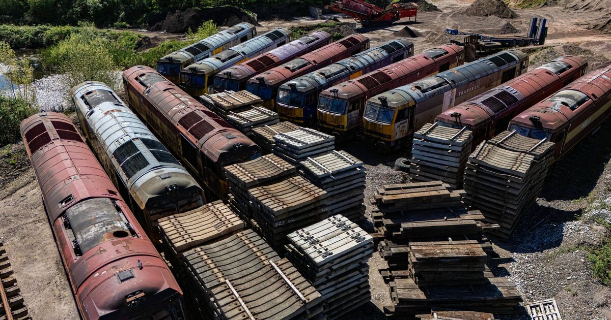 Inside UK&#039;s abandoned train graveyard where locomotives left rusting for 35 years