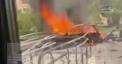 Moment Russian general is killed in car explosion just 20 miles from Moscow