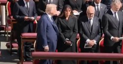 Trump's 7-word exchange with Melania during Pope funeral as First Lady gives 'side eye'