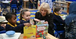 Queen Camilla ignores latest Andrew scandal as she opens school library in London