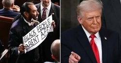 Trump faced with 'black people aren't apes' sign as lawmaker ejected from State of Union