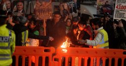 Moment memorial for slayed Ayatollah in Manchester is gatecrashed by celebrating crowd